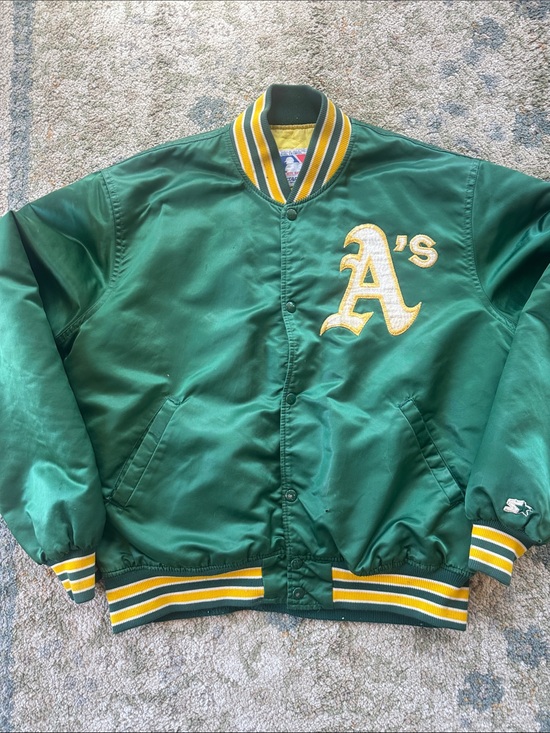 STARTER Other - STARTER Oakland Athletics MLB Satin Bomber Jacket L